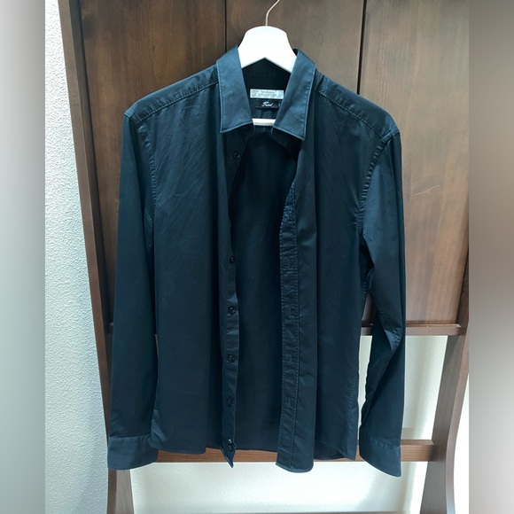 Versace Collection Men’s Trend Fit Button Up in Black (Size 15.5) - Picture 4 of 14